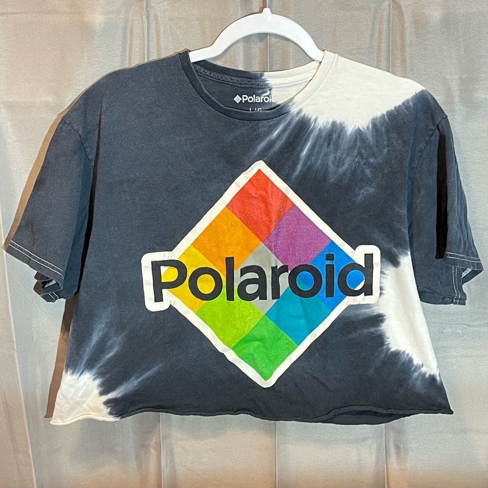Polaroid Colorful Logo Tie-Dye T-Shirt - Black and White Retro Style Women’s